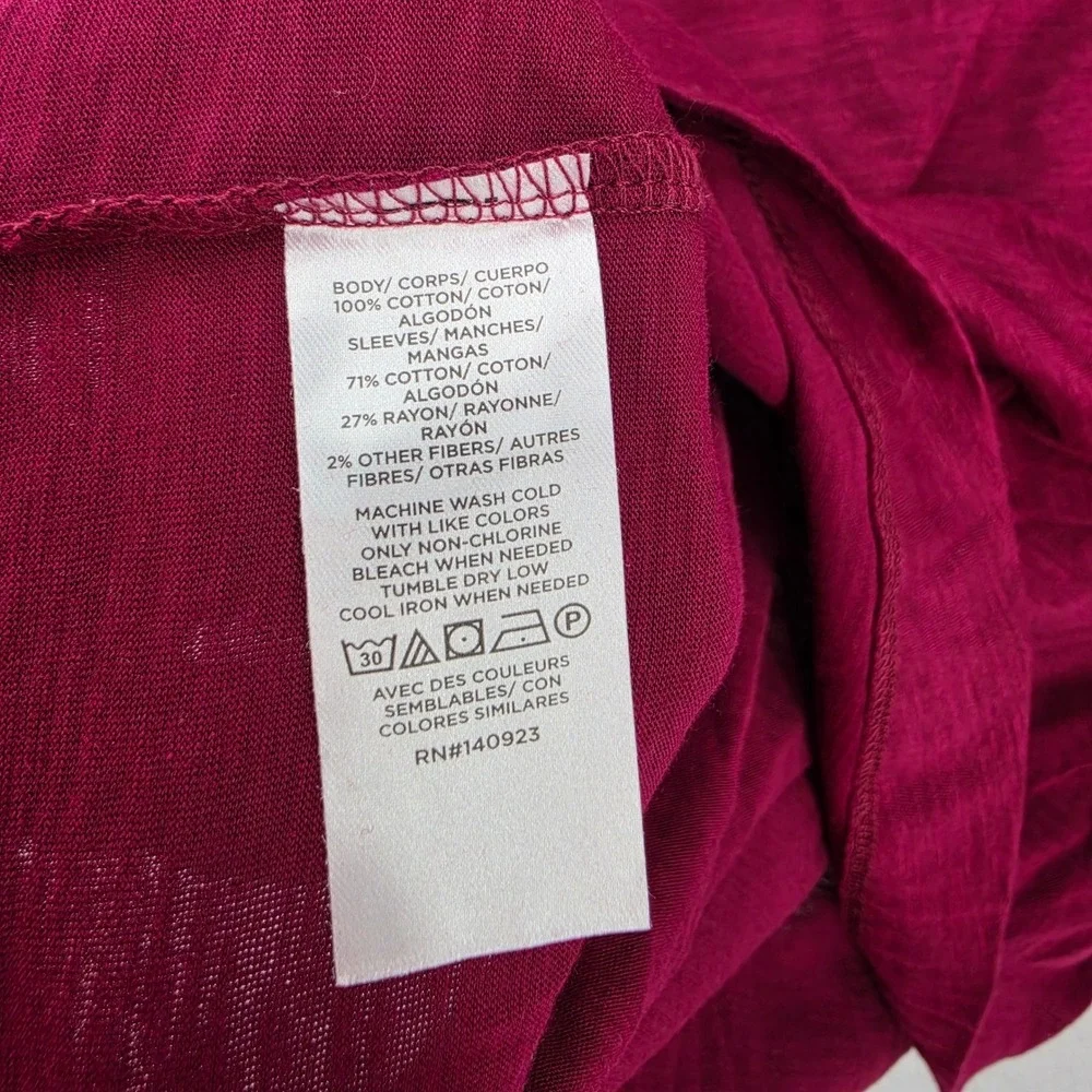 LOFT‎ Small Burgundy Tie Back Puff Sleeve Top Cottagecore Romantic Boho NWT